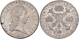 MILANO Francesco II (1792-1796) Crocione 1796 - MIR 472/5 AG (g 29,56) Screpolatura al bordo, minimi graffietti di conio al R/ sui bei fondi lucenti