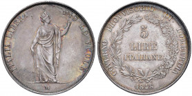 MILANO Governo Provvisorio (1848) 5 Lire 1848 - Gig. 3 AG (g 24,94) Bellissima patina iridescente