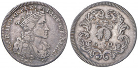 NAPOLI Carlo II (1674-1700) Mezzo ducato 1693 - Magliocca 13 AG (g 10,74)