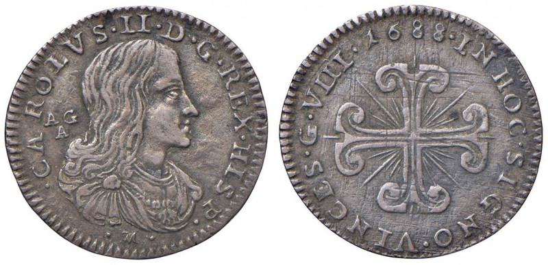 NAPOLI Carlo II (1674-1700) 8 Grana 1688 - Magliocca 52 AG (g 1,72) R Graffi di ...