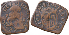 NAPOLI Carlo II (1674-1700) Grano 1677 - Magliocca 4 CU (g 7,75) RR Curioso tondello di forma rettangolare
