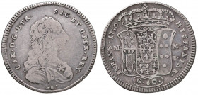 NAPOLI Carlo di Borbone (1734-1759) Mezza piastra 1750 - Magliocca 152 AG (g 12,12) Colpo di lima al bordo