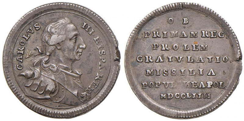 NAPOLI Carlo III (1759-1804) Madrid Medaglia 1772 Per la nascita della primogeni...