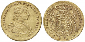 NAPOLI Ferdinando IV (1759-1816) 6 Ducati 1765 sigla DeG - Magliocca 193 AU (g 8,81)
