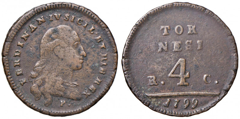 NAPOLI Ferdinando IV (1759-1816) 4 Tornesi 1799 - Magliocca 386 CU (g 11,64) R C...