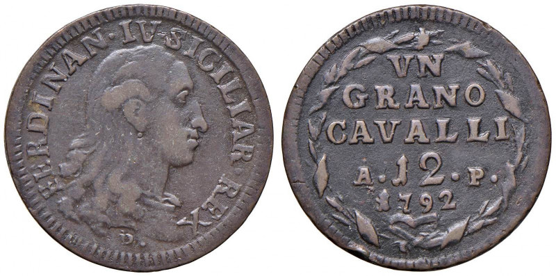 NAPOLI Ferdinando IV (1759-1799) Grano 1792 - Magliocca 317 CU (g 6,33)