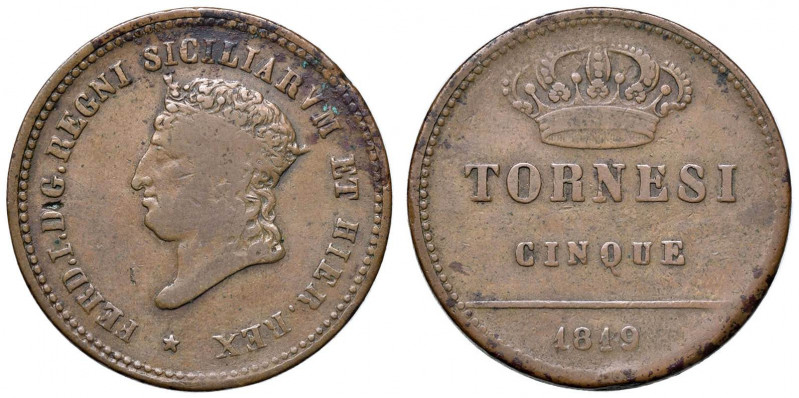 NAPOLI Ferdinando I (1816-1825) 5 Tornesi 1819 - Magliocca 456 CU (g 13,93) Depo...