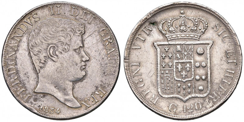 NAPOLI Ferdinando II (1830-1859) Piastra 1834 - Magliocca 539 AG (g 27,49) Manca...