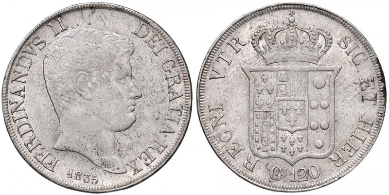 NAPOLI Ferdinando II (1830-1859) Piastra 1835 - Magliocca 540 AG (g 27,58)