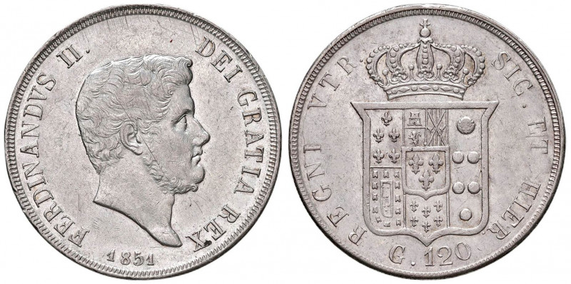 NAPOLI Ferdinando II (1830-1859) Piastra 1851 - Magliocca 559 AG (g 27,52) Graff...