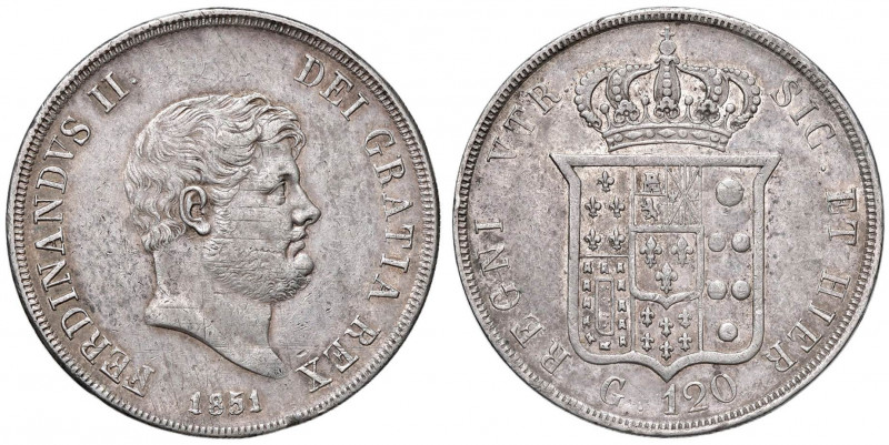 NAPOLI Ferdinando II (1830-1859) Piastra 1851 - Magliocca 561 AG (g 27,46) Limat...