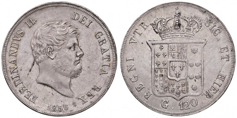 NAPOLI Ferdinando II (1830-1859) Piastra 1856 - Magliocca 566 AG (g 27,62) Difet...