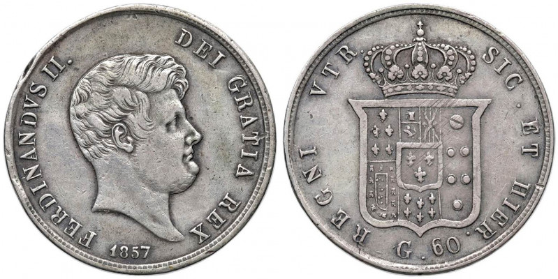 NAPOLI Ferdinando II (1830-1859) Mezza piastra 1857 - Magliocca 593 AG (g 13,73)...