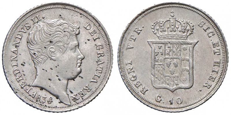 NAPOLI Ferdinando II (1830-1859) Carlino 1836 - Magliocca 632 AG (g 2,29) Screpo...