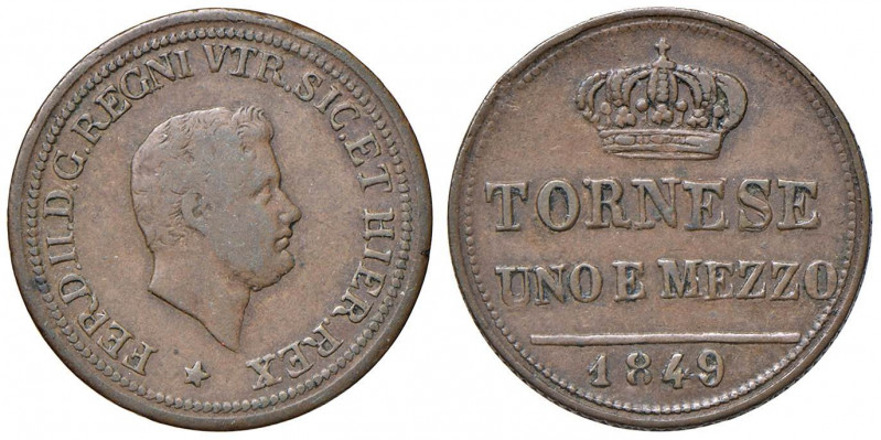 NAPOLI Ferdinando II (1830-1859) Tornese e mezzo 1849 - Magliocca 760 CU (g 4,73...