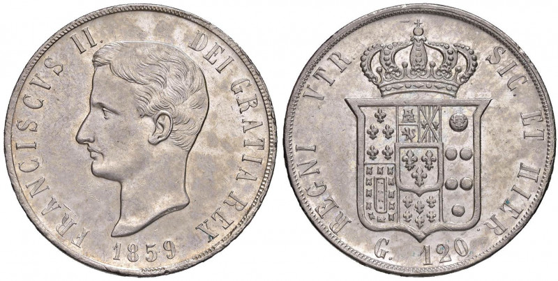 NAPOLI Francesco II (1859-1860) Piastra 1859 - Magliocca 806 AG (g 27,50) Minimi...