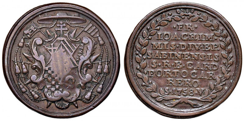 Sede Vacante (1758) Medaglia 1758 - AE (g 9,79 - Ø 27 mm) RRR Emessa dal Cardina...