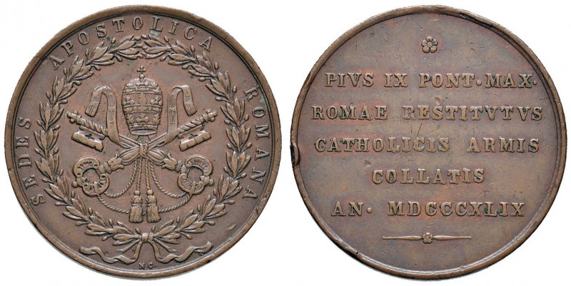 Pio IX (1846-1870) Medaglia 1849 - Per i difensori della Santa Sede (senza appic...