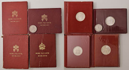 Sede Vacante 500 Lire 1958, 1963 (2) e 1978 - AG Quattro monete in contenitore originale in lotto con 5 lire 1936 San Marino (BB)
