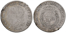 Carlo Emanuele III (1730-1773) Quarto di scudo 1764 - Nomisma 186 AG (g 8,59) Colpi al bordo