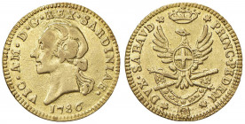 Vittorio Amedeo III (1773-1796) Mezza doppia 1786 - Nomisma 308; MIR 984a AU (g 4,49) Da montatura