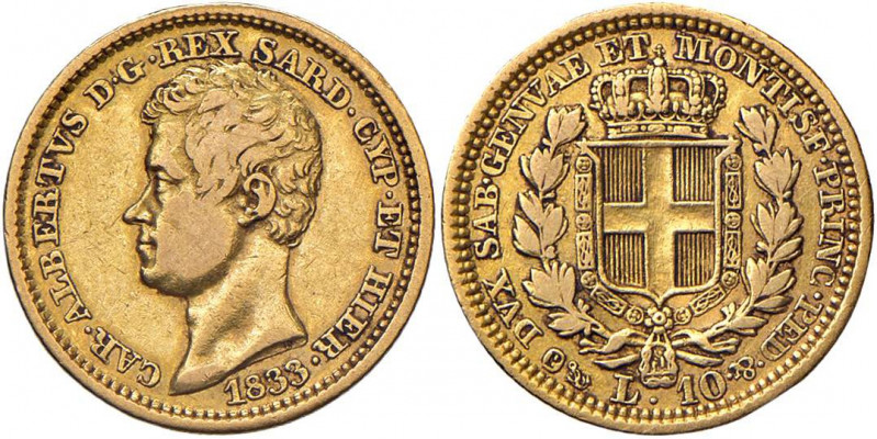 Carlo Alberto (1831-1849) 10 Lire 1833 G - Nomisma 667 AU RR
