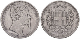 Vittorio Emanuele II (1849-1861) 5 Lire 1850 T - Nomisma 772 AG RR Lucidata