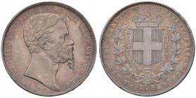 Vittorio Emanuele II (1849-1861) 5 Lire 1851 G - Nomisma 773 AG R Bella patina, minimi colpetti al bordo