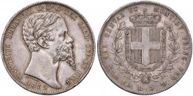 Vittorio Emanuele II (1849-1861) 5 Lire 1852 G - Nomisma 775 AG R Colpetti al bordo