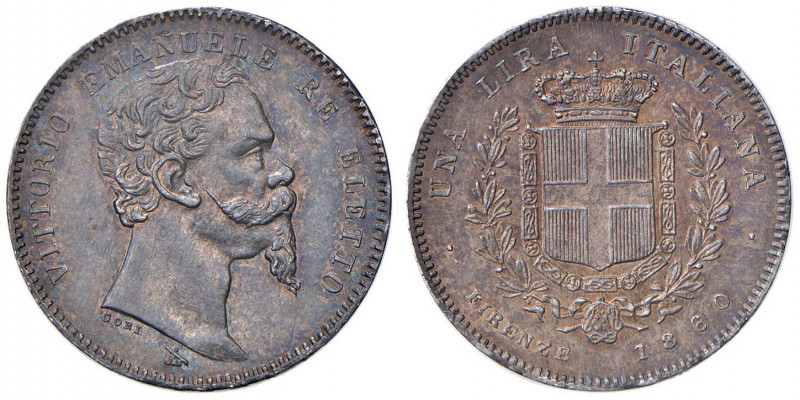 Vittorio Emanuele II re eletto (1859-1861) Lira 1860 F monti araldici - Nomisma ...