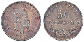 Vittorio Emanuele II (1861-1878) 50 Centesimi 1863 M valore - Nomisma 925 AG