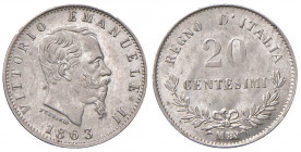 Vittorio Emanuele II (1861-1878) 20 Centesimi 1863 M - Nomisma 933 AG Depositi