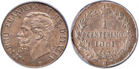 Vittorio Emanuele II (1861-1878) Centesimo 1861 M - Nomisma 964 CU In slab PCGS MS64RB 337066.64/17292422
