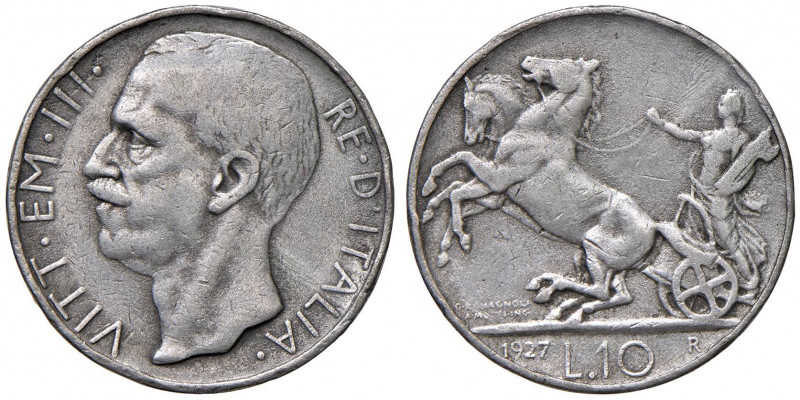 Vittorio Emanuele III (1900-1946) 10 Lire 1927 Falso d’epoca - MA (g 7,09) Curio...