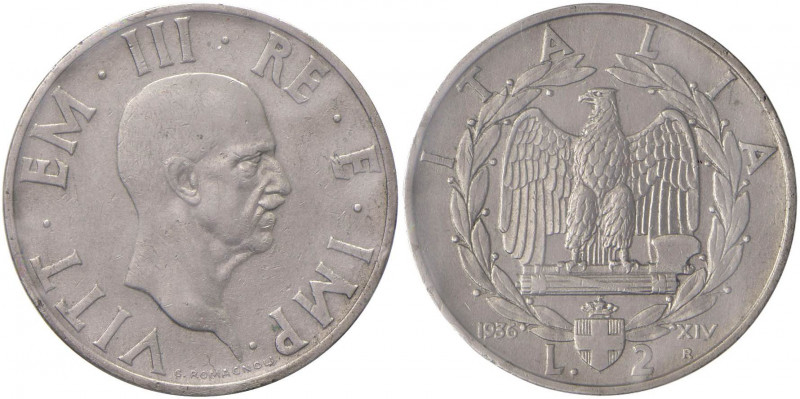 Vittorio Emanuele III (1900-1946) 2 Lire 1936 - Nomisma 1180 NI R Sigillata BB/S...