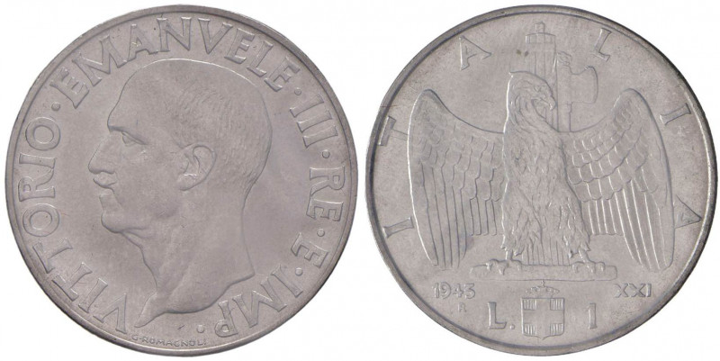 Vittorio Emanuele III (1900-1946) Lira 1943 - Nomisma 1232 AC R Sigillata SPL/FD...