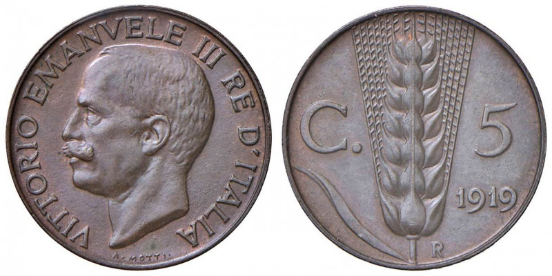 Vittorio Emanuele III (1900-1946) 5 Centesimi 1919 - Nomisma 1349 CU