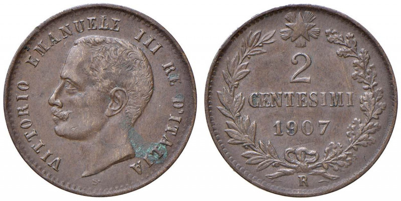 Vittorio Emanuele III (1900-1946) 2 Centesimi 1907 - Nomisma 1380 CU RR Graffiet...