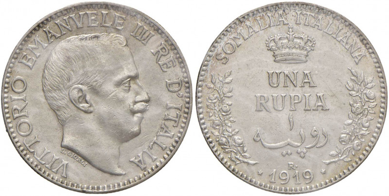 Vittorio Emanuele III (1900-1946) Somalia - Rupia 1919 - Nomisma 1419 AG R Graff...