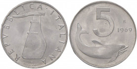 REPUBBLICA ITALIANA (1946-) 5 Lire 1969 - IT 1 della data capovolto. Sigillata FDC da Luciani Luca