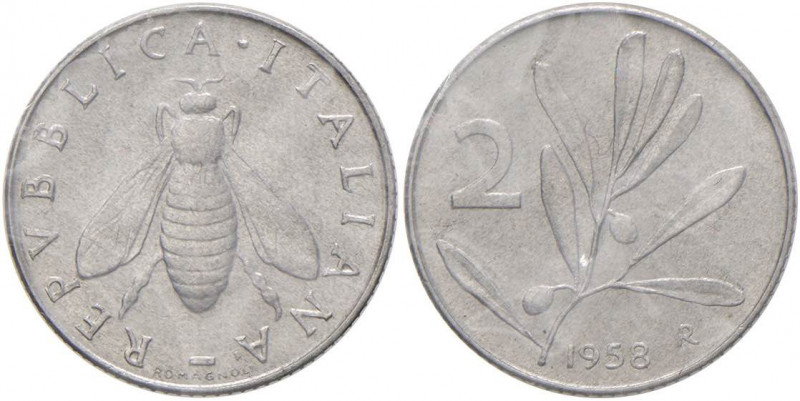 REPUBBLICA ITALIANA (1946-) 2 Lire 1958 - IT RR Sigillata SPL da Rollero