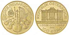AUSTRIA Repubblica 100 Euro 2002 - Fr. B5 AU (g 31,13 - tit. 999,9)
