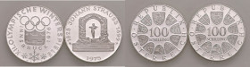 AUSTRIA Repubblica - 100 Schilling 1975 - AG Lotto di due monete come da foto