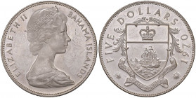 BAHAMAS Elisabetta (1952-) 5 Dollars 1970 - KM 10 AG (g 42,25) Segnetti da contatto
