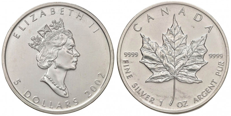 CANADA Elisabetta (1952-) 5 Dollari 2002 - AG In bustina originale