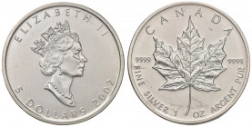 CANADA Elisabetta (1952-) 5 Dollari 2002 - AG In bustina originale