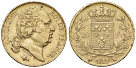 FRANCIA Luigi XVIII (1815-1824) 20 Franchi 1817 A - Gad. 1028 AU (g 6,40) Minima screpolatura al D/