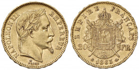 FRANCIA Napoleone III (1852-1870) 20 Franchi 1863 BB - Gad. 1052 AU (g 6,44) Modesti depositi