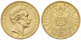 GERMANIA Prussia Guglielmo II (1888-1918) 20 Marchi 1890 - Fr. 3831 AU (g 7,94) Minimi colpetti al bordo