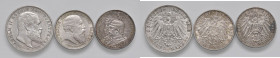 GERMANIA Lotto di tre monete in AG come da foto da esaminare